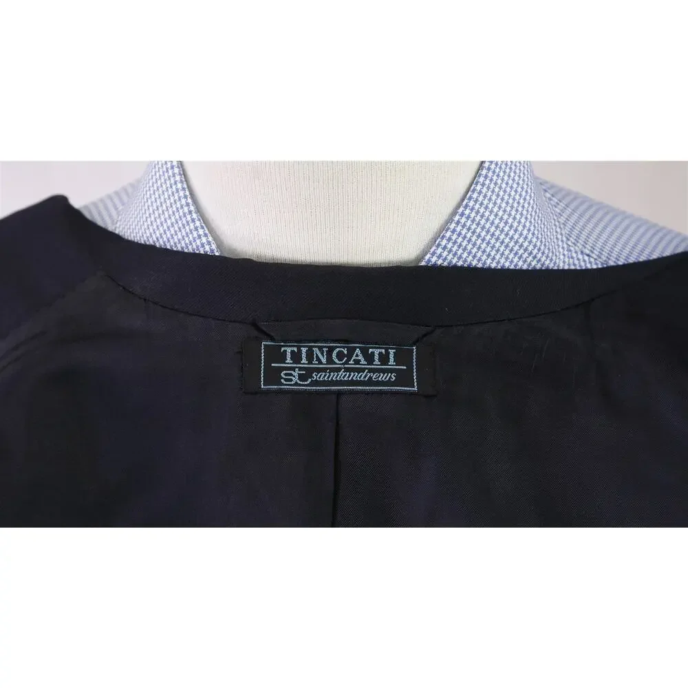 Tincati Saint Andrews Navy 2B Double Breasted Gold Button Wool Blazer Jacket 38S